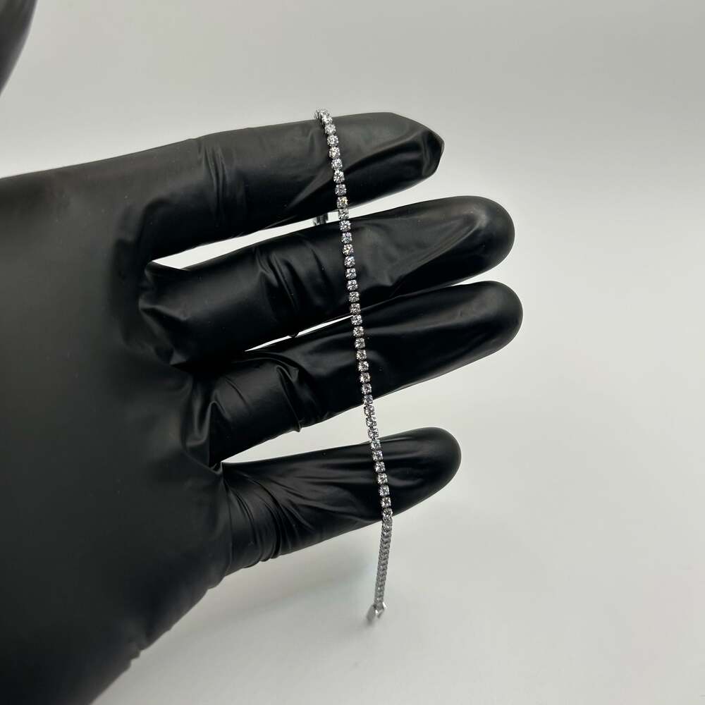 2mm VVS1 MOISSANITE Tennis Chain Bracelet Silver - Women New 6.5 Inch VVS1 D
